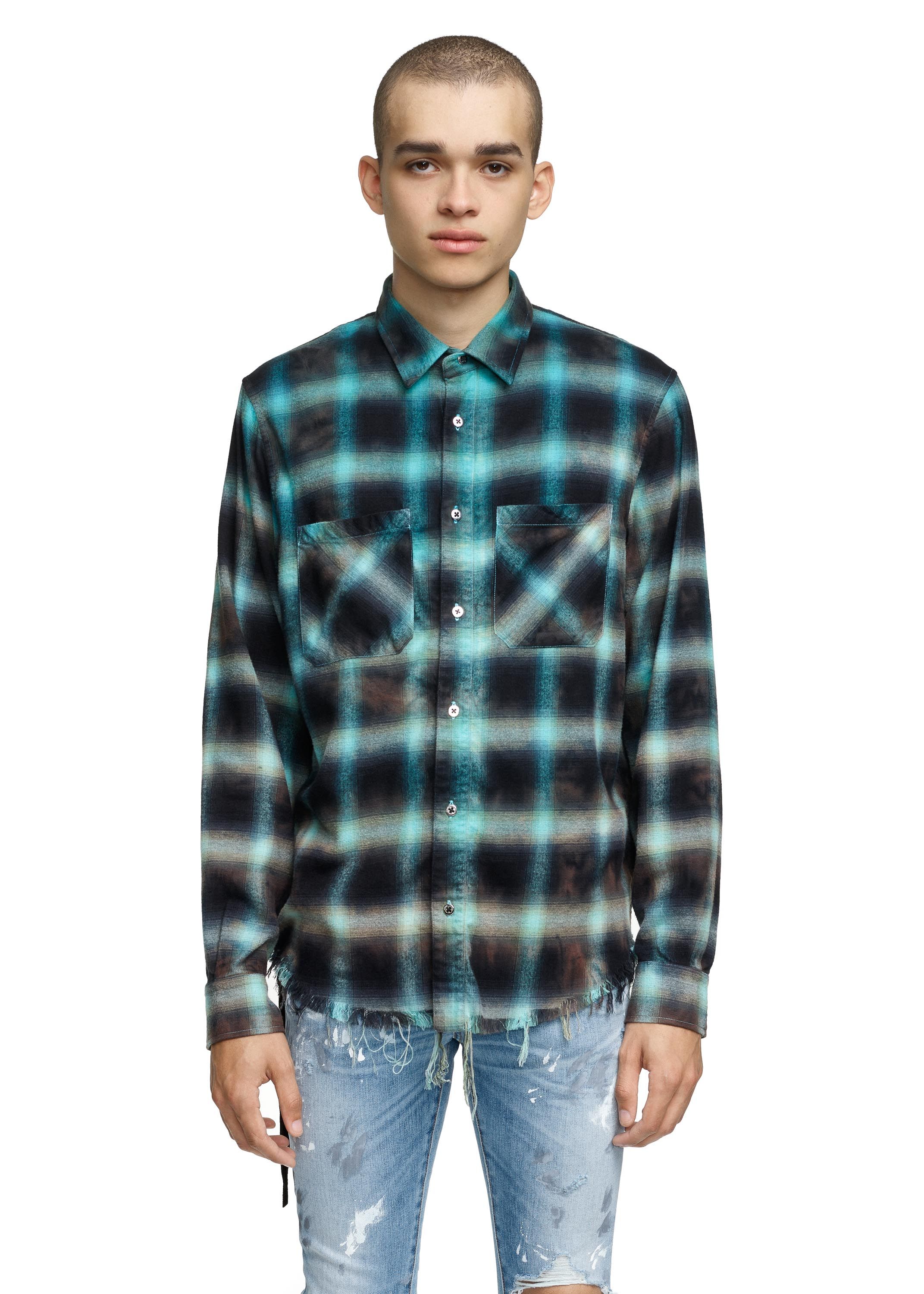 Tie Dye Blotch Plaid Blue/Black sold by AMIRI product image thumbnail 2