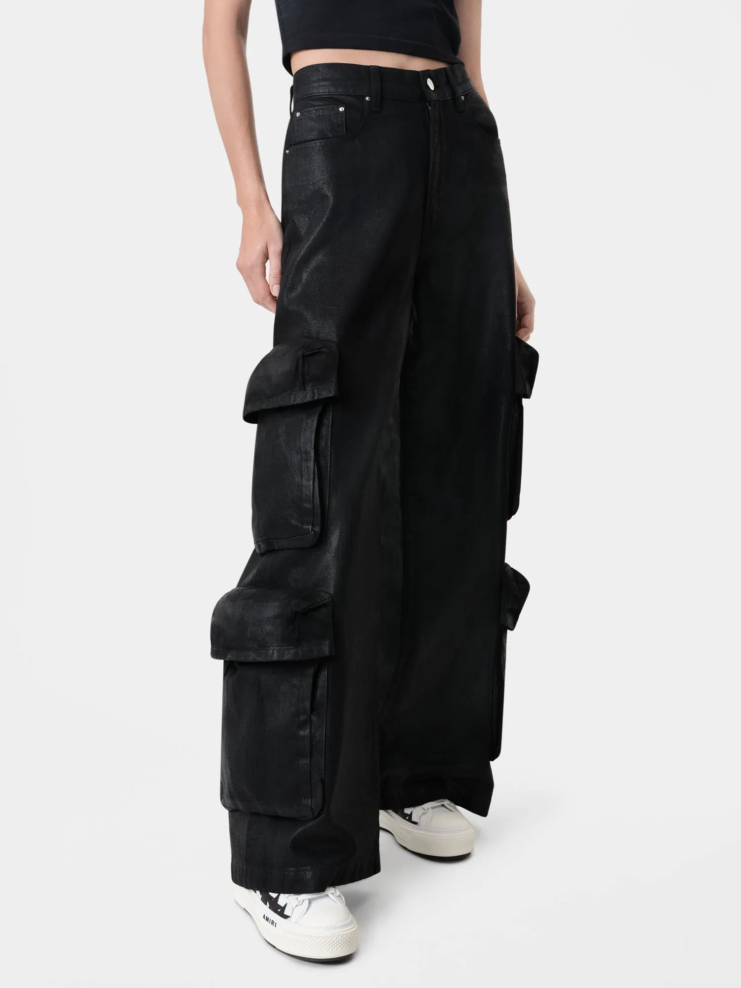 WOMEN - WOMEN'S WAXED BAGGY CARGO JEAN - Black sold by AMIRI product image thumbnail 2