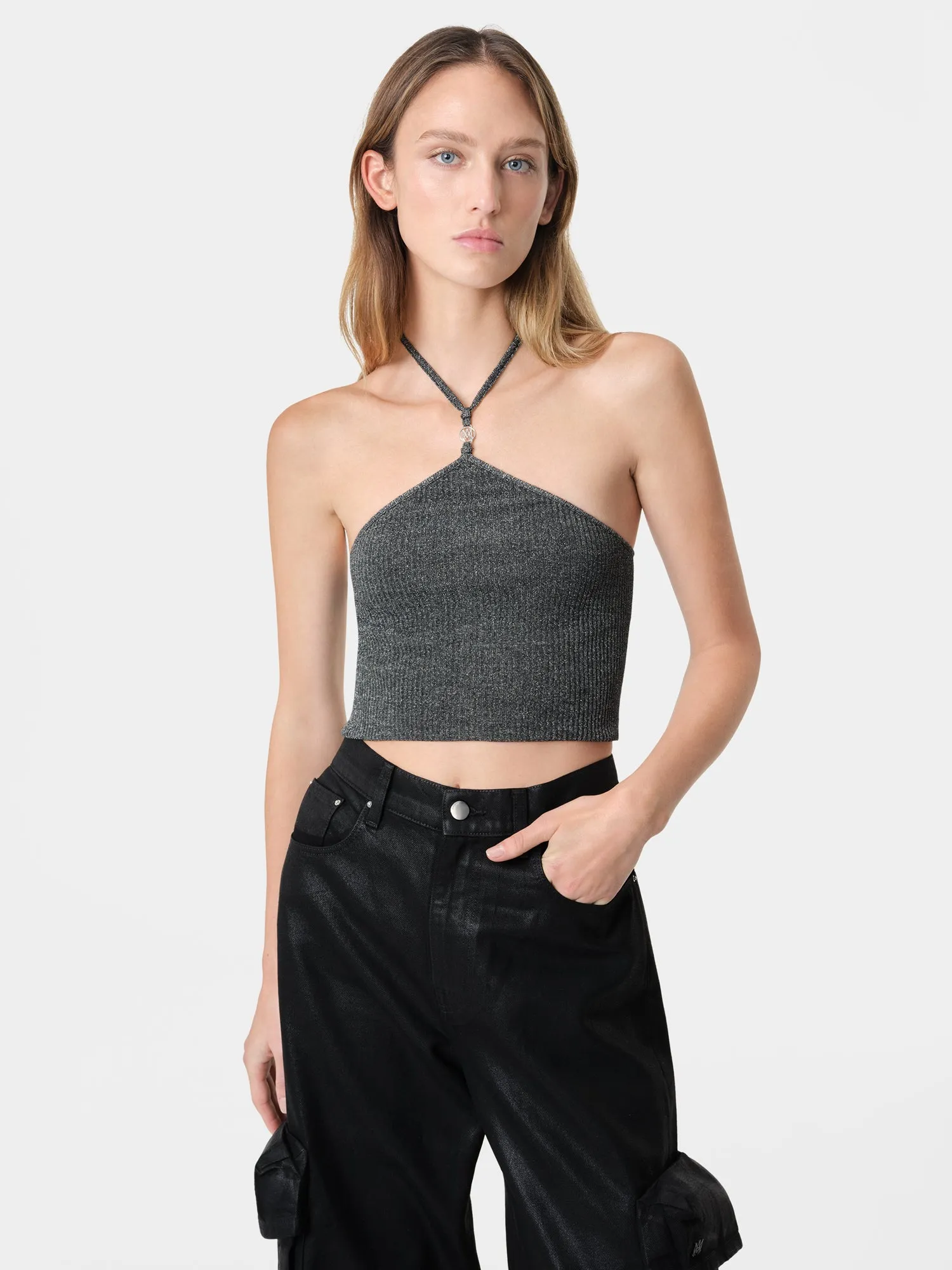 WOMEN - WOMEN'S LUREX HALTER TOP - Black sold by AMIRI product image thumbnail 2