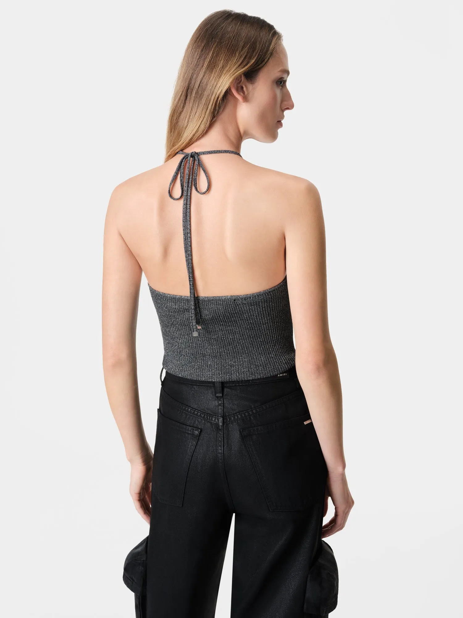 WOMEN - WOMEN'S LUREX HALTER TOP - Black sold by AMIRI product image thumbnail 3