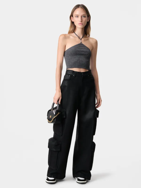 WOMEN - WOMEN'S LUREX HALTER TOP - Black made by AMIRI