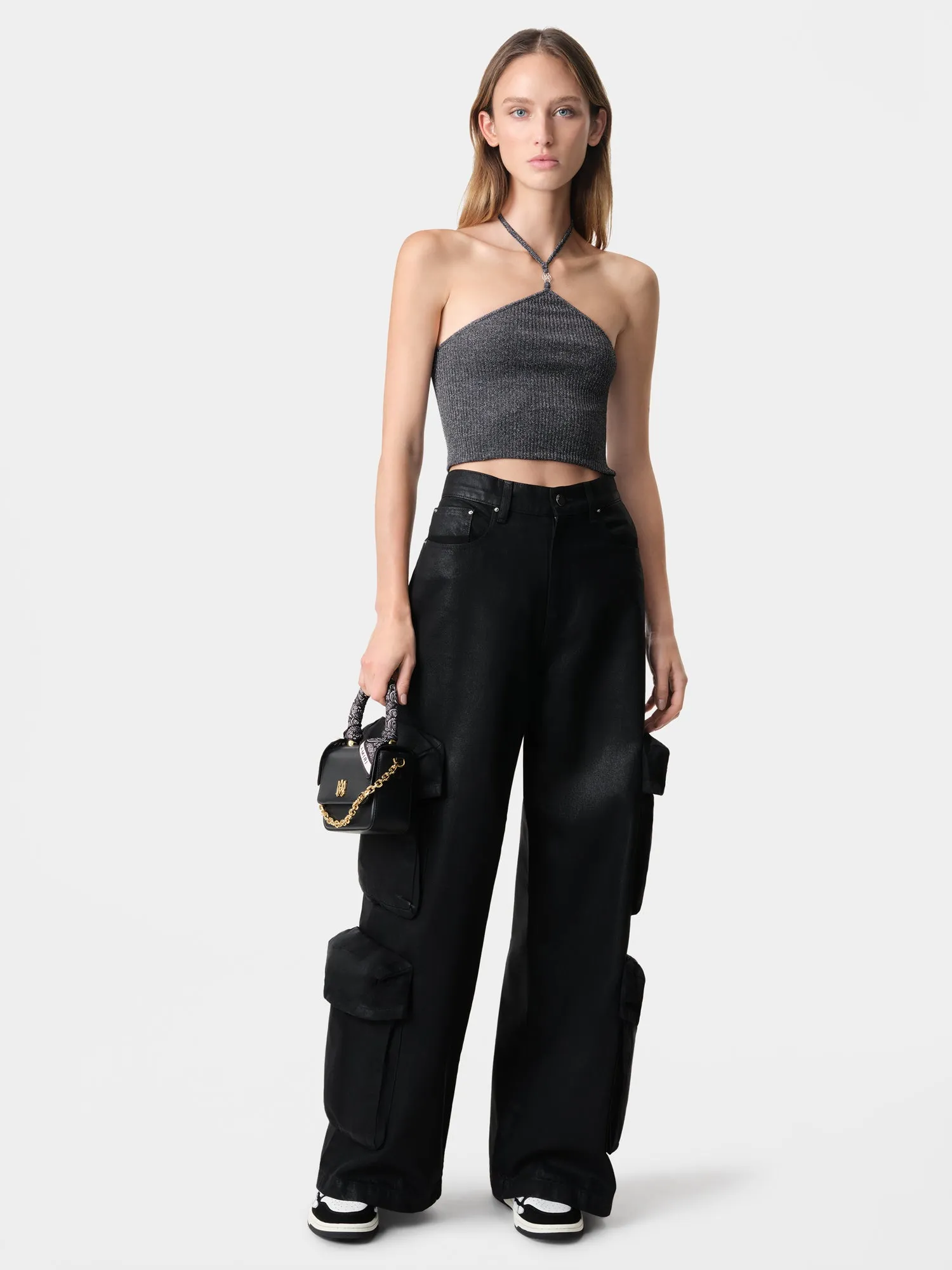 WOMEN - WOMEN'S LUREX HALTER TOP - Black sold by AMIRI