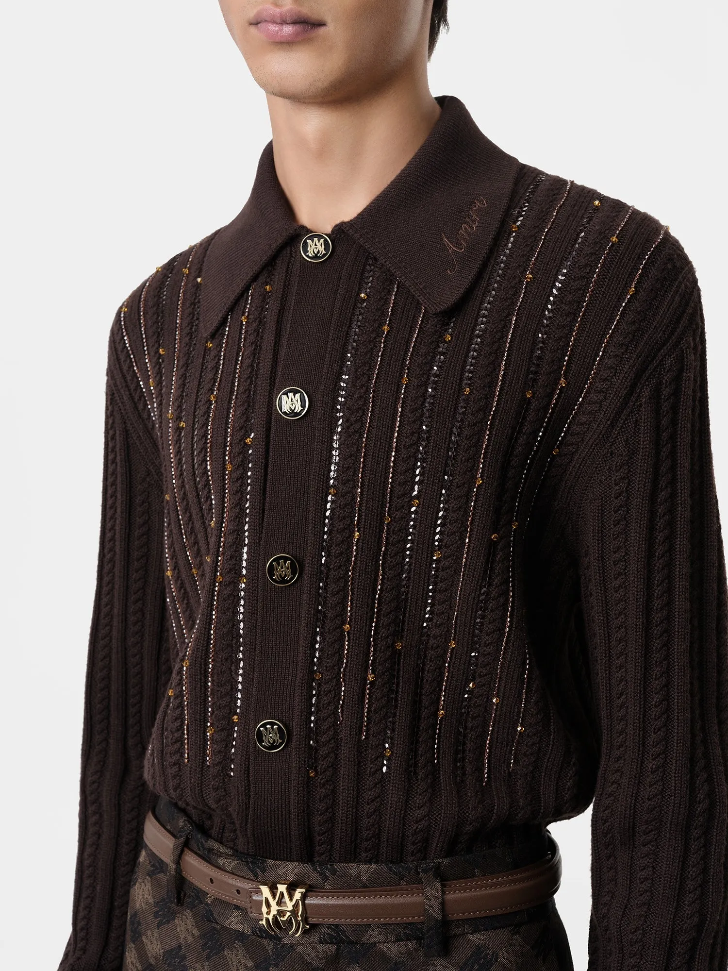 LONG SLEEVE POLO - Dark Brown sold by AMIRI product image thumbnail 4