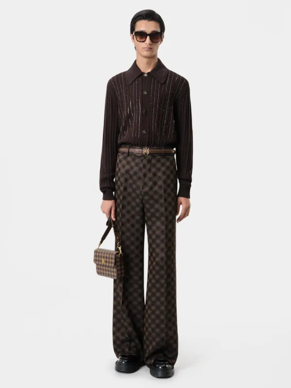 LONG SLEEVE POLO - Dark Brown made by AMIRI