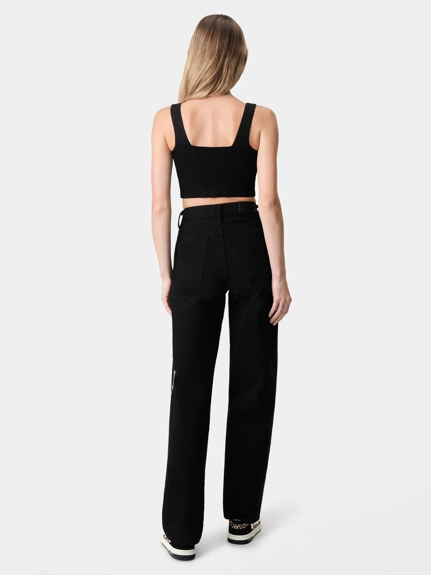 WOMEN - WOMEN'S CRYSTAL STRIPE WIDE STRAIGHT - Black sold by AMIRI product image thumbnail 5