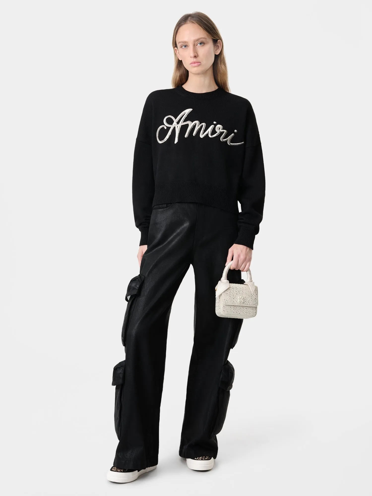 WOMEN - WOMEN'S MA SWIRL CREW - Black sold by AMIRI