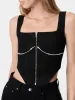 WOMEN - WOMEN'S CRYSTAL TRIMMED CORSET TOP - Black sold by AMIRI