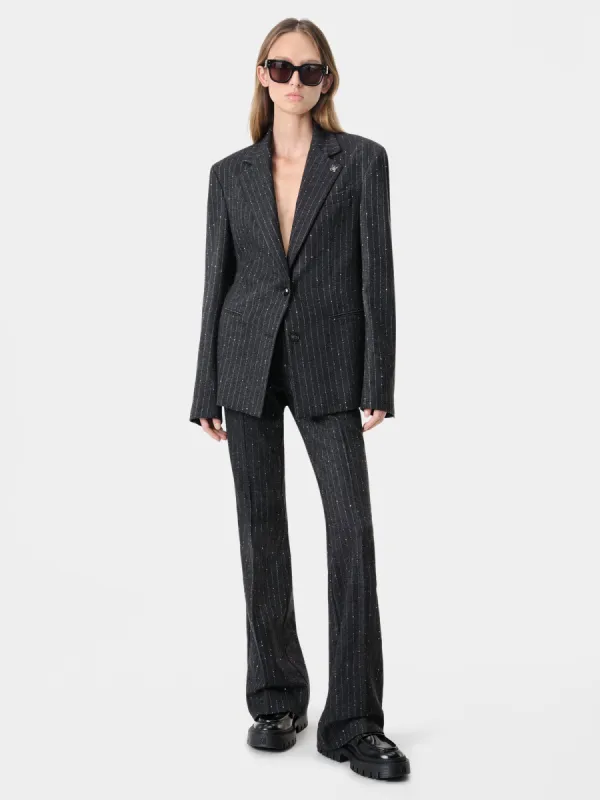 WOMEN - WOMEN'S SEQUIN PINSTRIPE KICK FLARE - Dark Grey sold by AMIRI