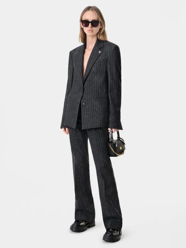 WOMEN - WOMEN'S SEQUIN PINSTRIPE BLAZER - Dark Grey sold by AMIRI