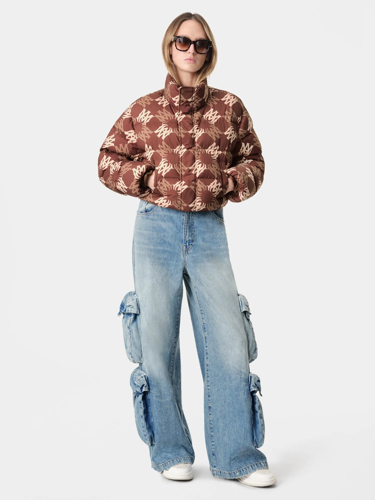 WOMEN - WOMEN'S MA QUAD CROPPED DOWN JACKET - Chocolate sold by AMIRI