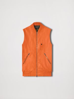 LEATHER VEST - ORANGE made by AMIRI
