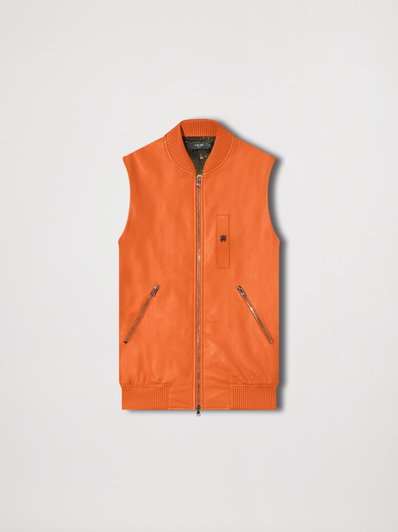 LEATHER VEST - ORANGE sold by AMIRI
