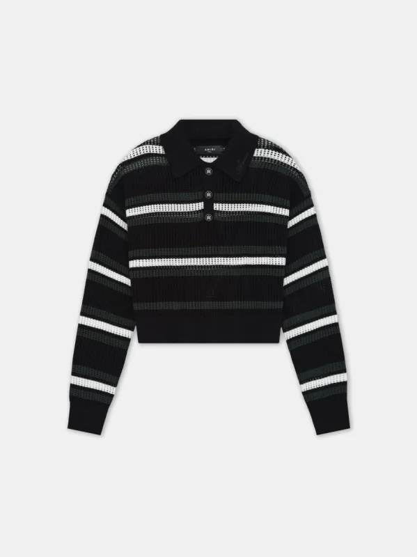 WOMEN - WOMEN'S MA LONG SLEEVE OVERSIZED POLO - Black Multi sold by AMIRI