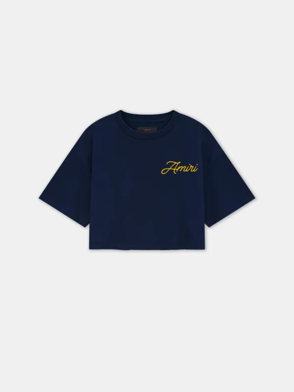 WOMEN - WOMEN'S AMIRI DREAMERS CROPPED TEE - Midnight Blue sold by AMIRI