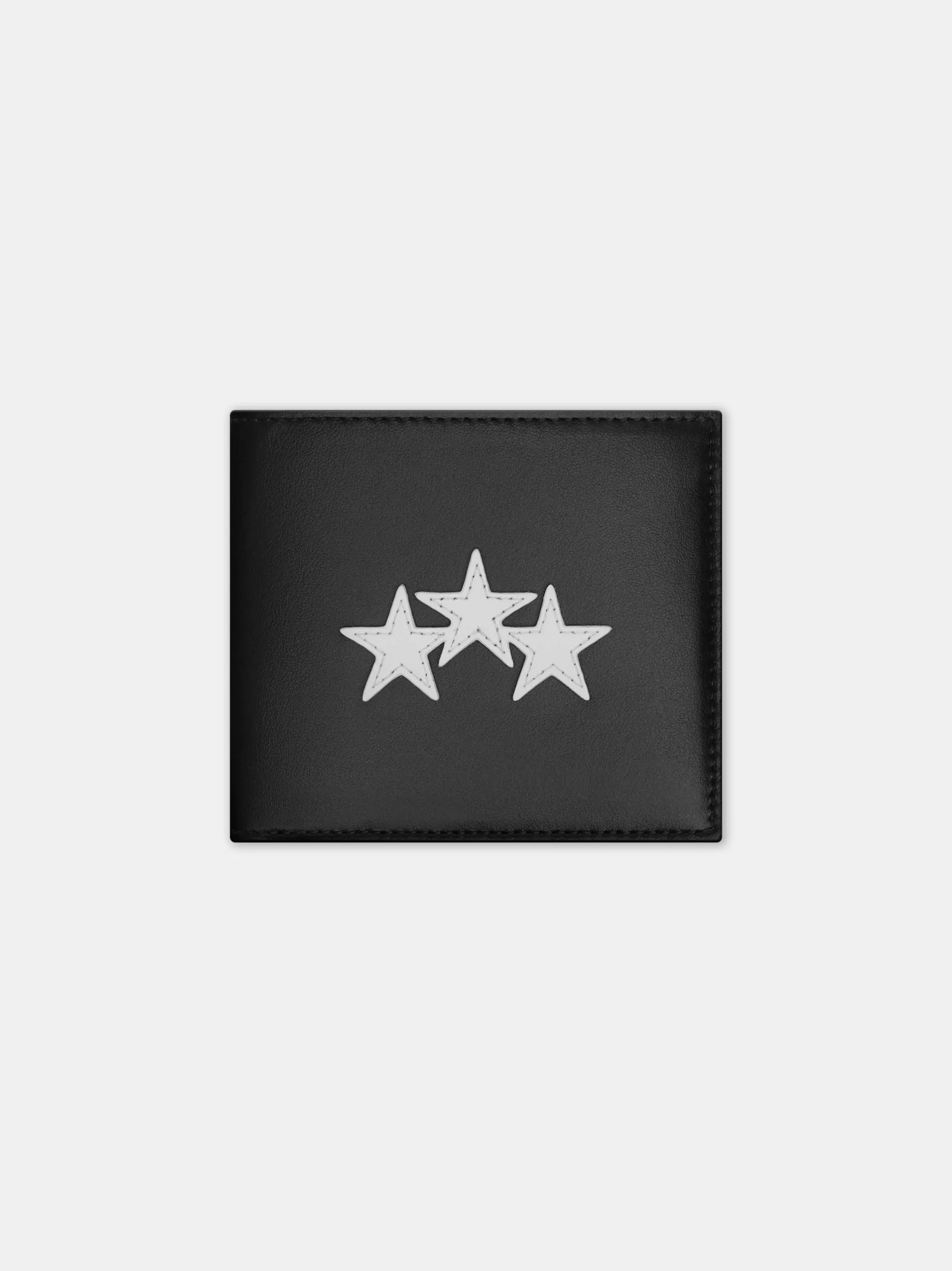 THREE STAR LEATHER BI-FOLD - Black sold by AMIRI