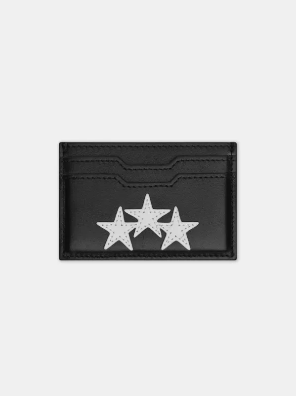 THREE STAR LEATHER CARD HOLDER - Black sold by AMIRI