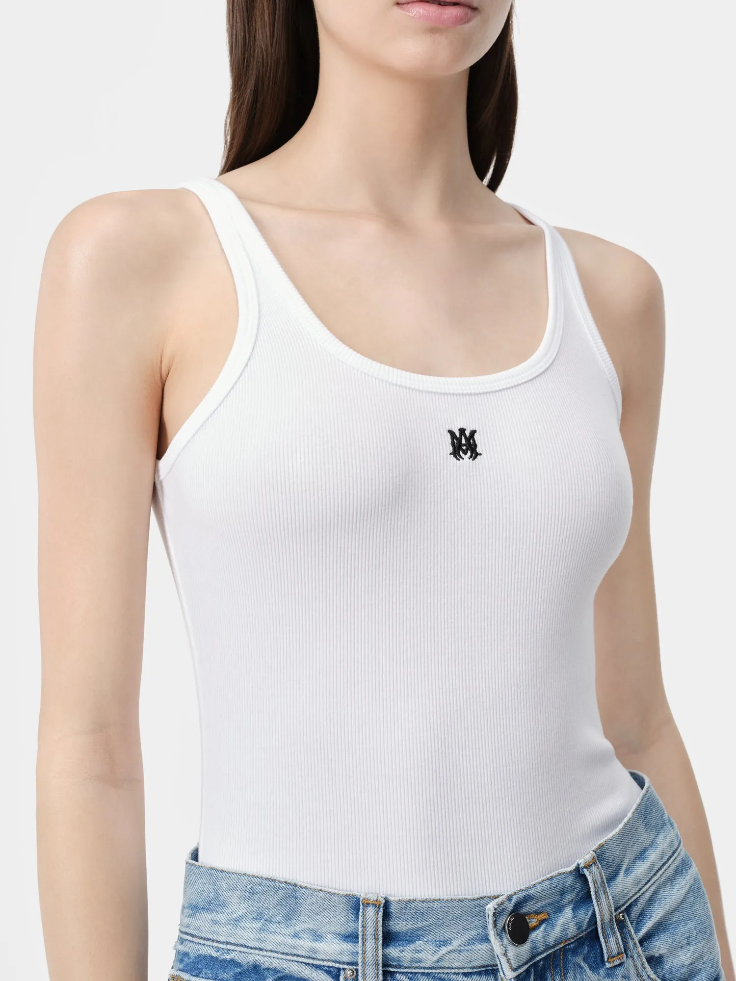 WOMEN - WOMEN'S MA EMBROIDERED RIBBED TANK - White sold by AMIRI product image thumbnail 3