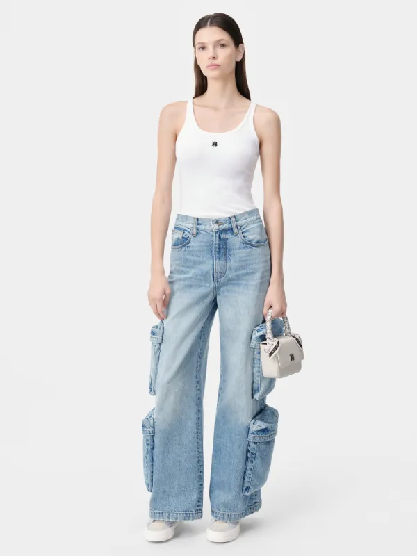 WOMEN - WOMEN'S MA EMBROIDERED RIBBED TANK - White sold by AMIRI