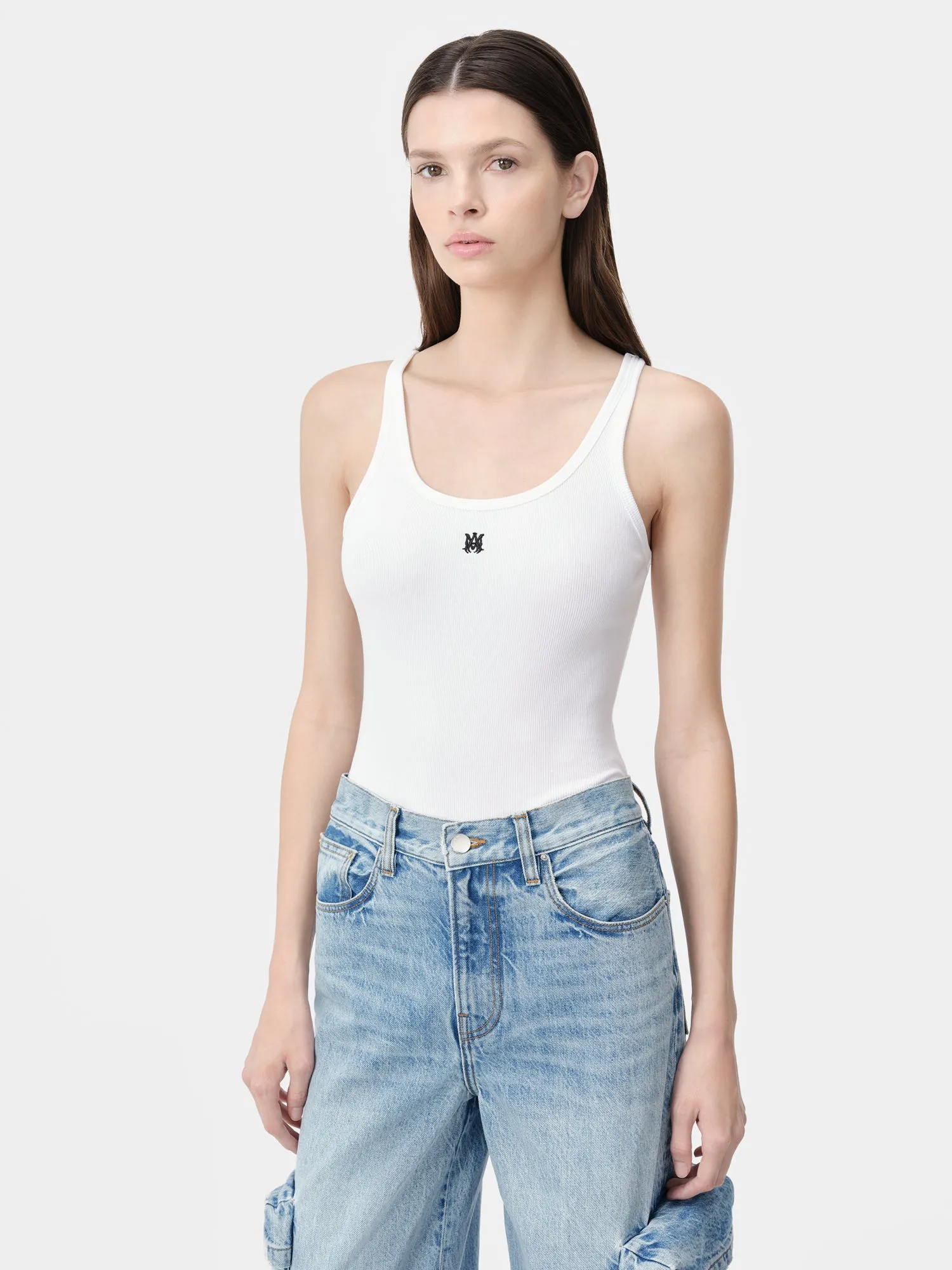 WOMEN - WOMEN'S MA EMBROIDERED RIBBED TANK - White sold by AMIRI product image thumbnail 4
