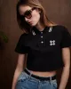 WOMEN - WOMEN'S MA QUAD CROPPED POLO - Black sold by AMIRI