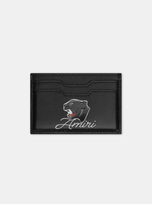 PANTHER LEATHER CARD HOLDER - Black sold by AMIRI
