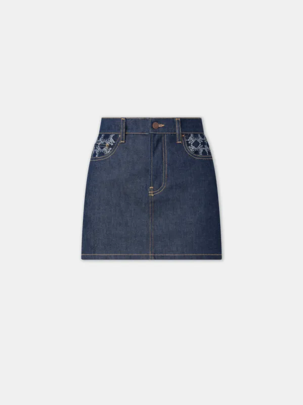 WOMEN - WOMEN'S MA QUAD MINI SKIRT - Raw Indigo sold by AMIRI