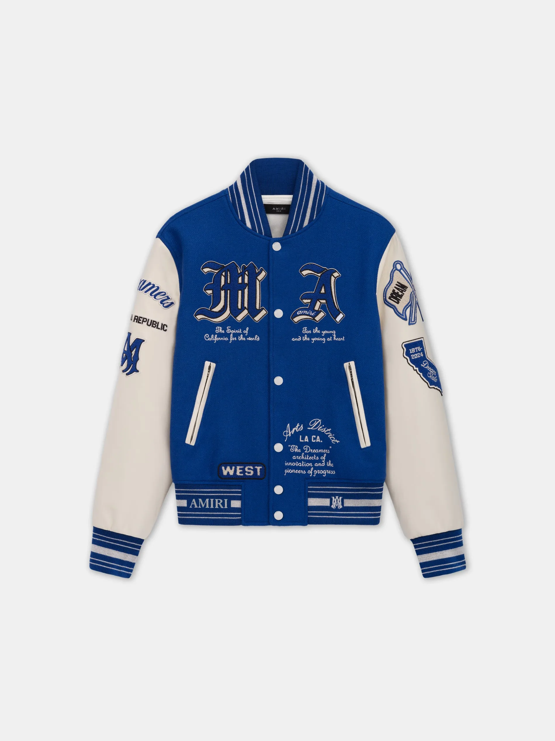 DREAM TEAM VARSITY JACKET - Blue sold by AMIRI