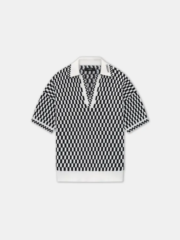 CHECKERED OVERSIZED POLO - Black sold by AMIRI