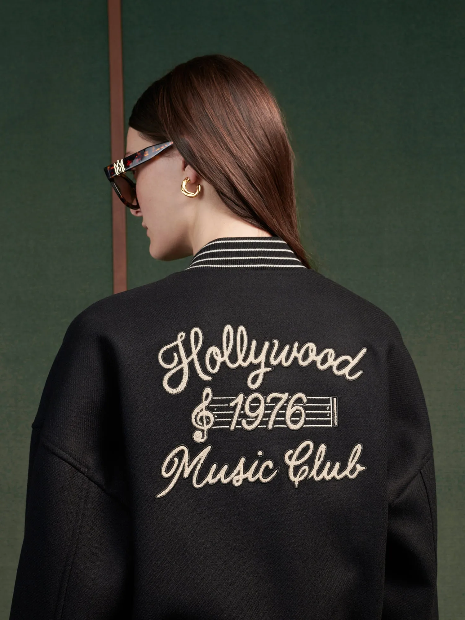 WOMEN - WOMEN'S HOLLYWOOD CLUB VARSITY JACKET - Black sold by AMIRI product image thumbnail 5