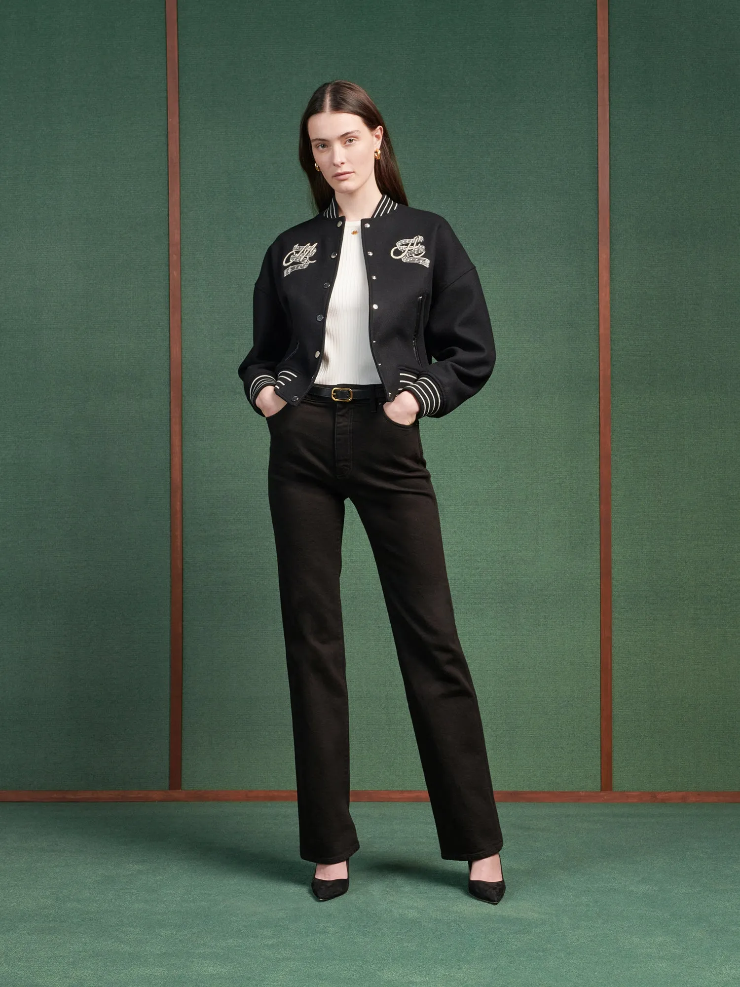 WOMEN - WOMEN'S HOLLYWOOD CLUB VARSITY JACKET - Black sold by AMIRI product image thumbnail 2