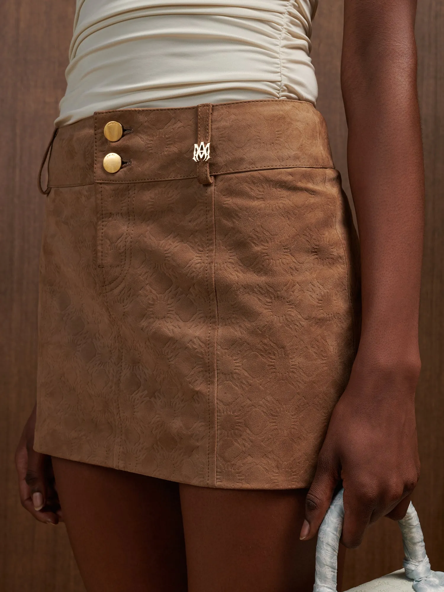 WOMEN - WOMEN'S MA QUAD SUEDE MINI SKIRT - Camel sold by AMIRI product image thumbnail 4