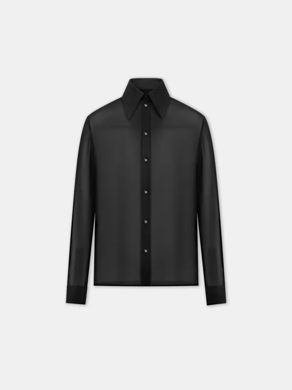 WOMEN - WOMEN'S CHIFFON LONG SLEEVE SHIRT - Black sold by AMIRI