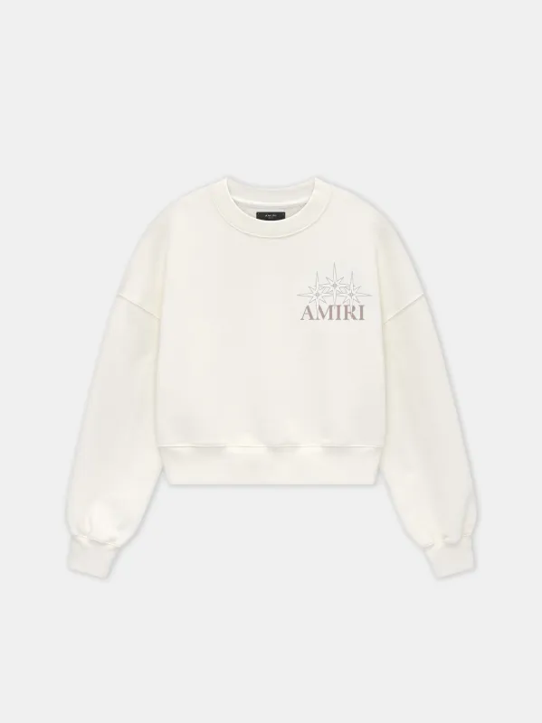 WOMEN - WOMEN'S AMIRI STARBURST CROPPED CREW - Ivory sold by AMIRI
