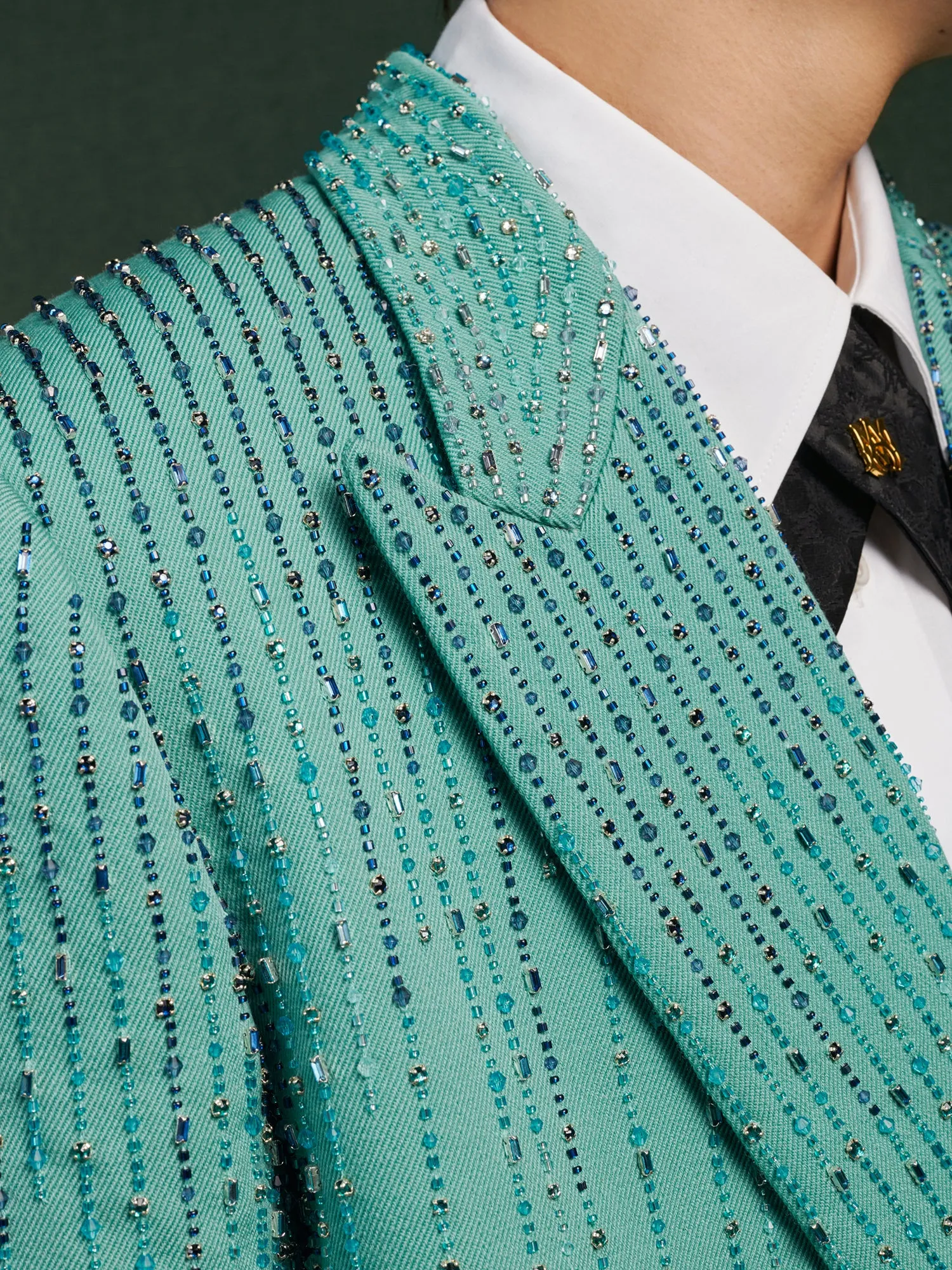 CRYSTAL STRIPE DOUBLE-BREASTED BLAZER - Marine sold by AMIRI product image thumbnail 5