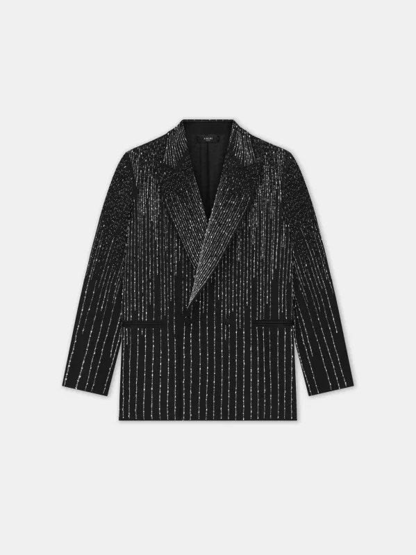 CRYSTAL STRIPE DOUBLE-BREASTED BLAZER - Black sold by AMIRI