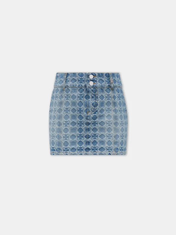 WOMEN - WOMEN'S MA QUAD JACQUARD MINI SKIRT - Stone Indigo sold by AMIRI