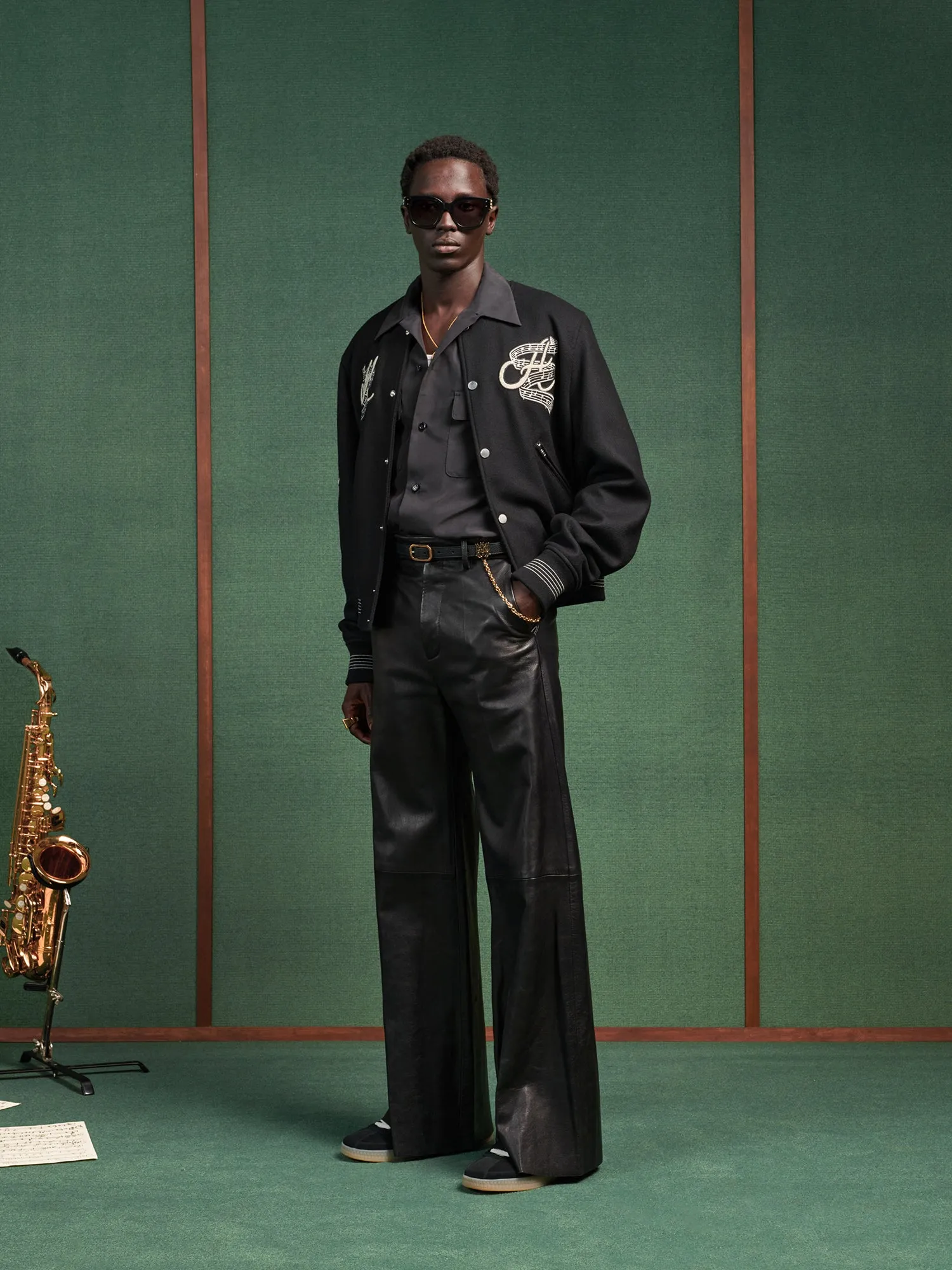 HOLLYWOOD MUSIC CLUB BOMBER - Black sold by AMIRI product image thumbnail 2