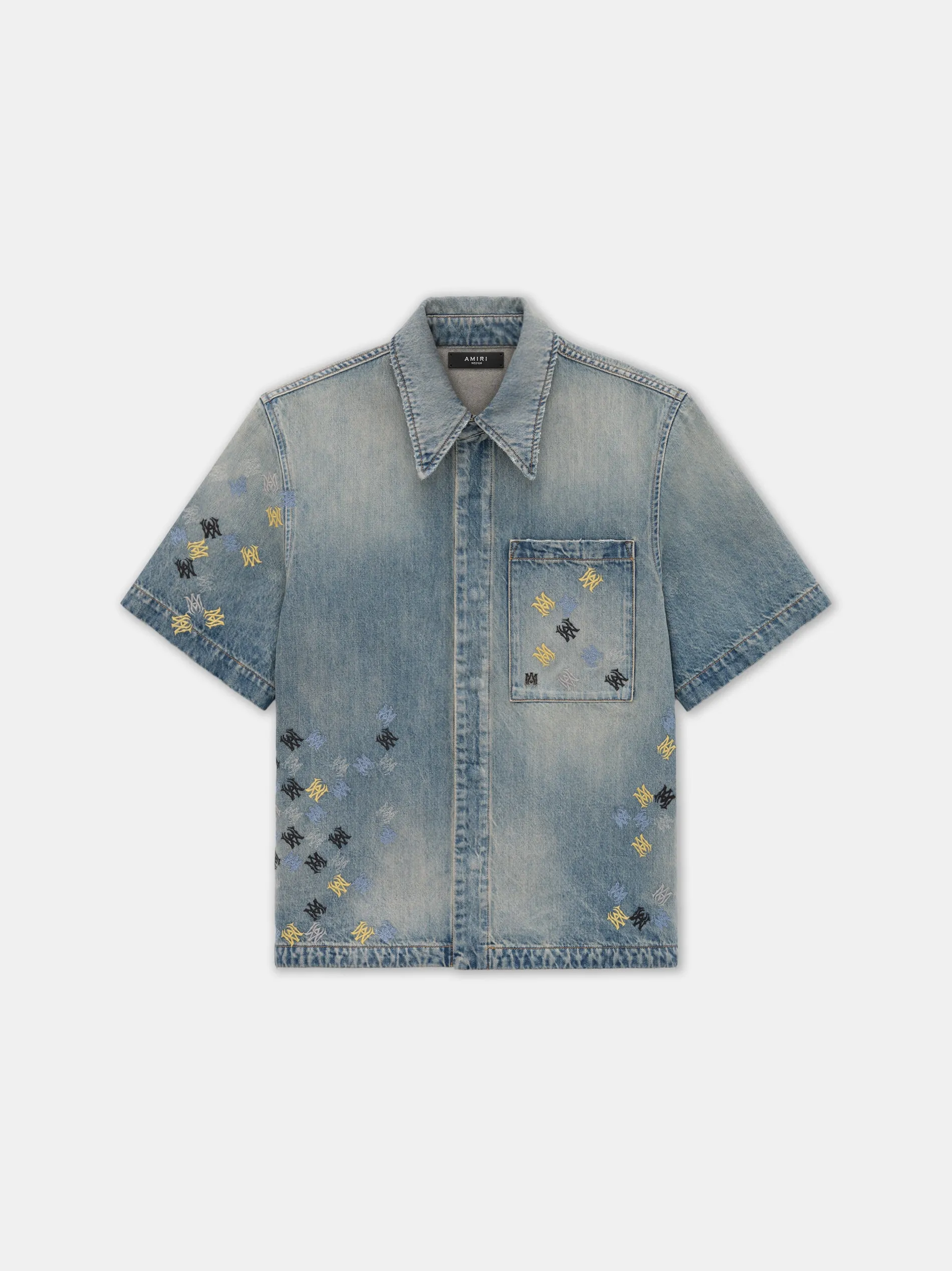 MA QUAD EMBROIDERED SHIRT - Antique Indigo sold by AMIRI