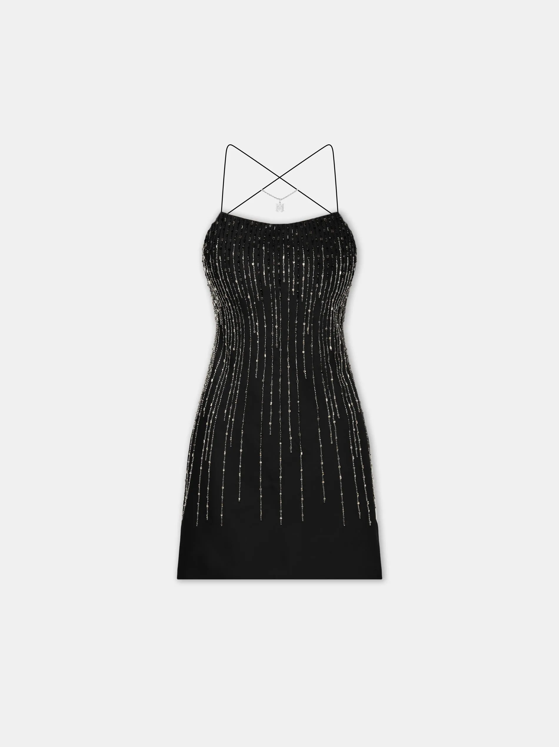 WOMEN - WOMEN'S CRYSTAL STRIPE MINI DRESS - Black sold by AMIRI