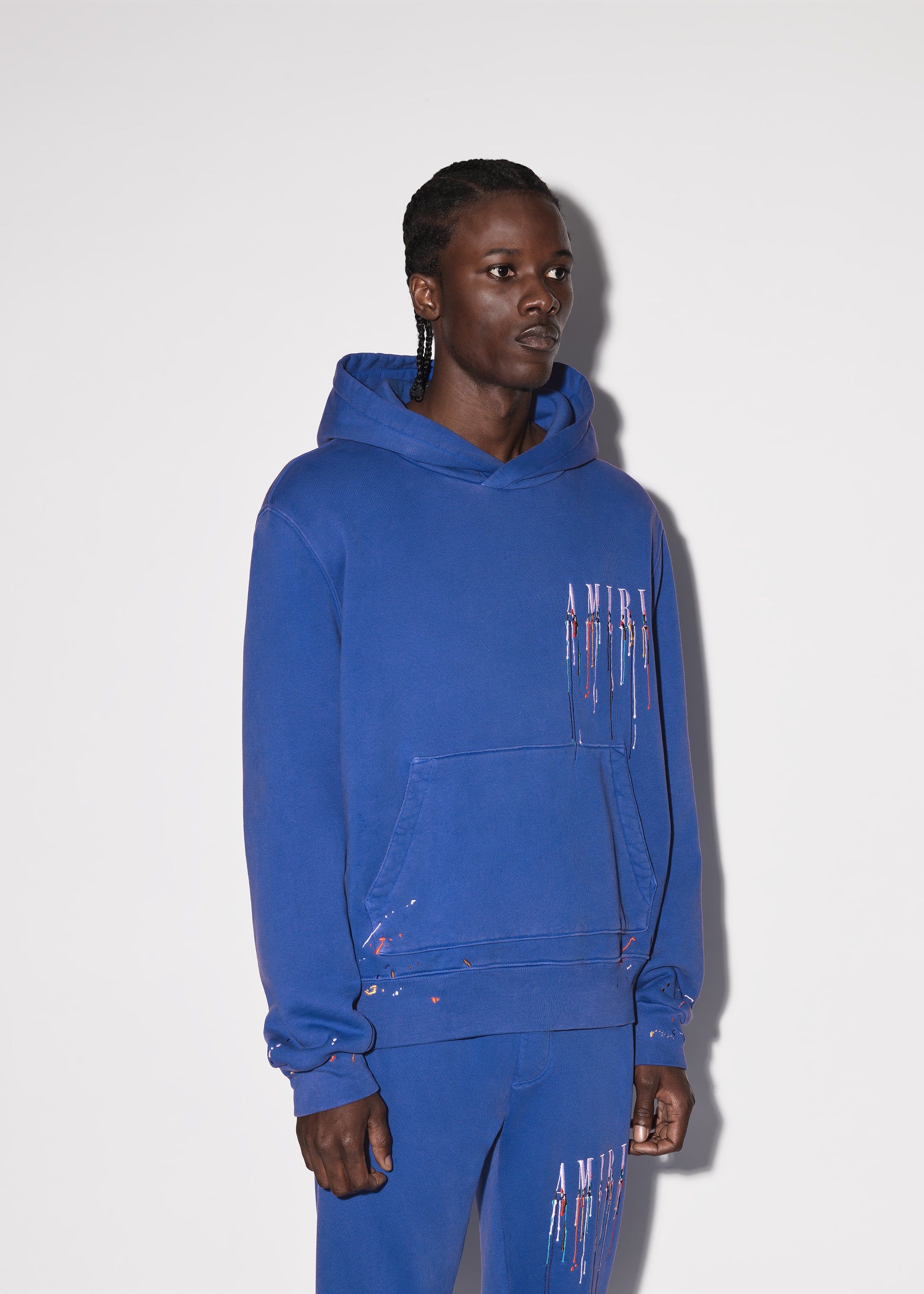 EMBROIDERED PAINT DRIP CORE LOGO HOODIE - PRINCESS BLUE / WHITE sold by AMIRI product image thumbnail 3