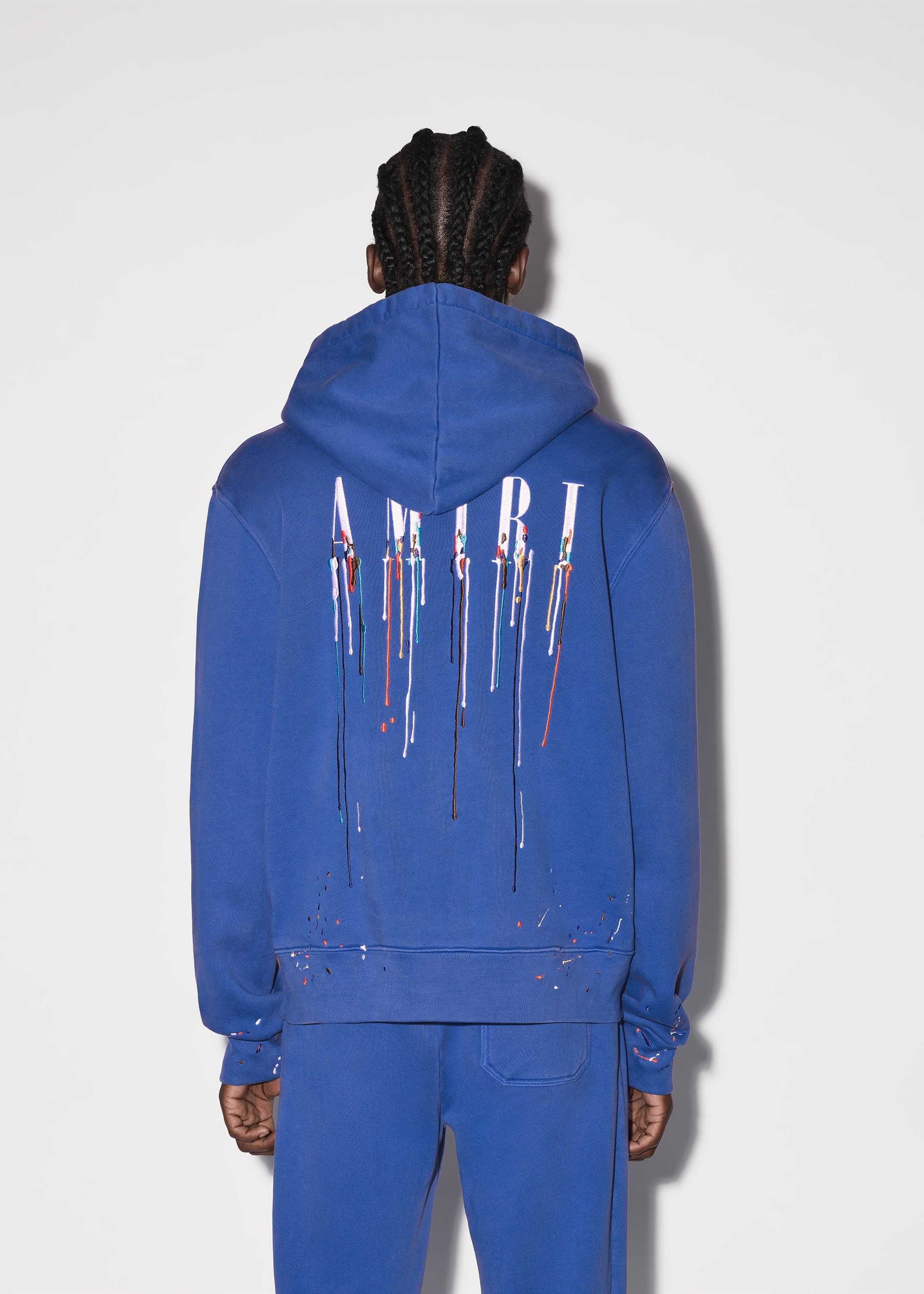 EMBROIDERED PAINT DRIP CORE LOGO HOODIE - PRINCESS BLUE / WHITE sold by AMIRI product image thumbnail 4