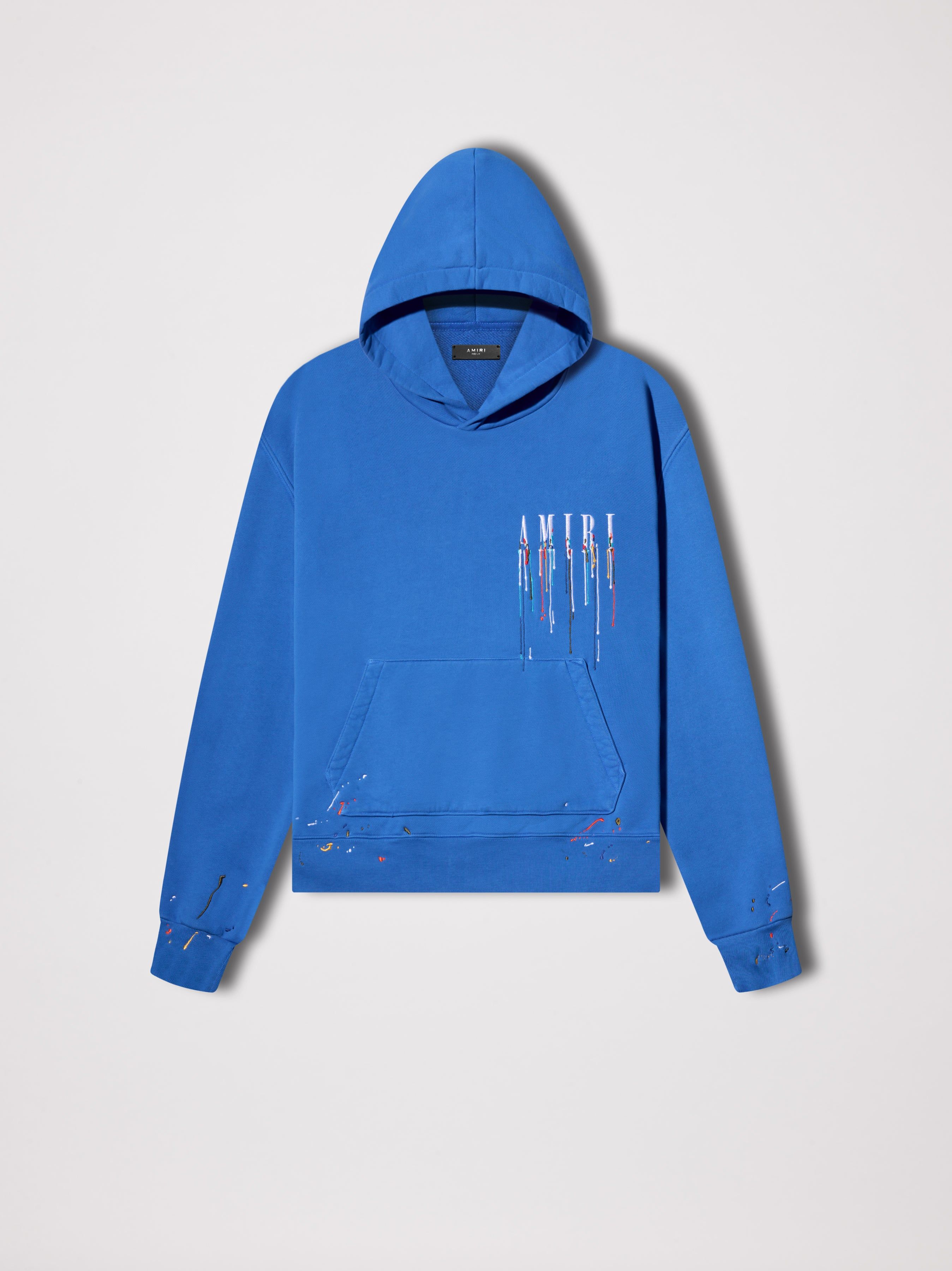 EMBROIDERED PAINT DRIP CORE LOGO HOODIE - PRINCESS BLUE / WHITE sold by AMIRI