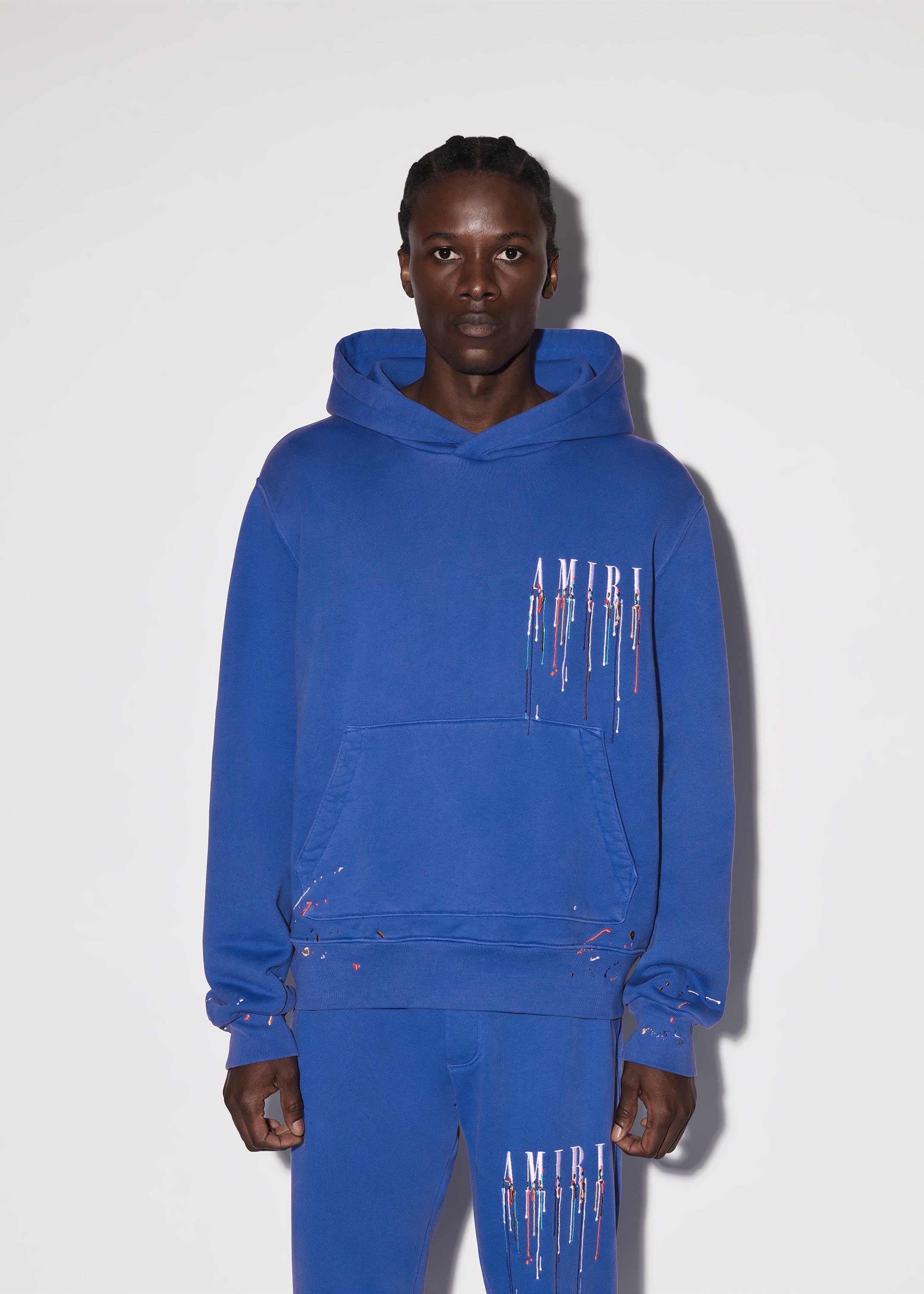 EMBROIDERED PAINT DRIP CORE LOGO HOODIE - PRINCESS BLUE / WHITE sold by AMIRI product image thumbnail 2