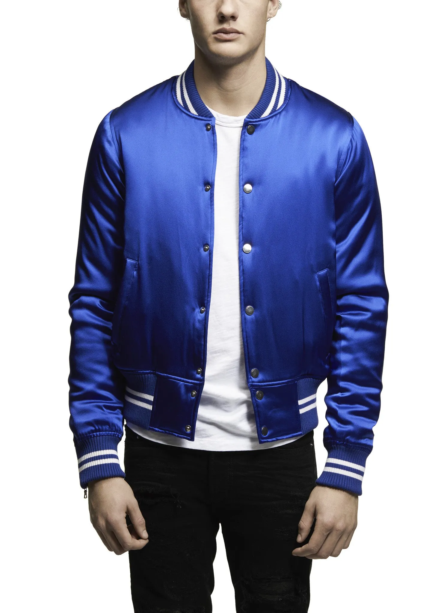 SILK BASEBALL JACKET BLUE sold by AMIRI