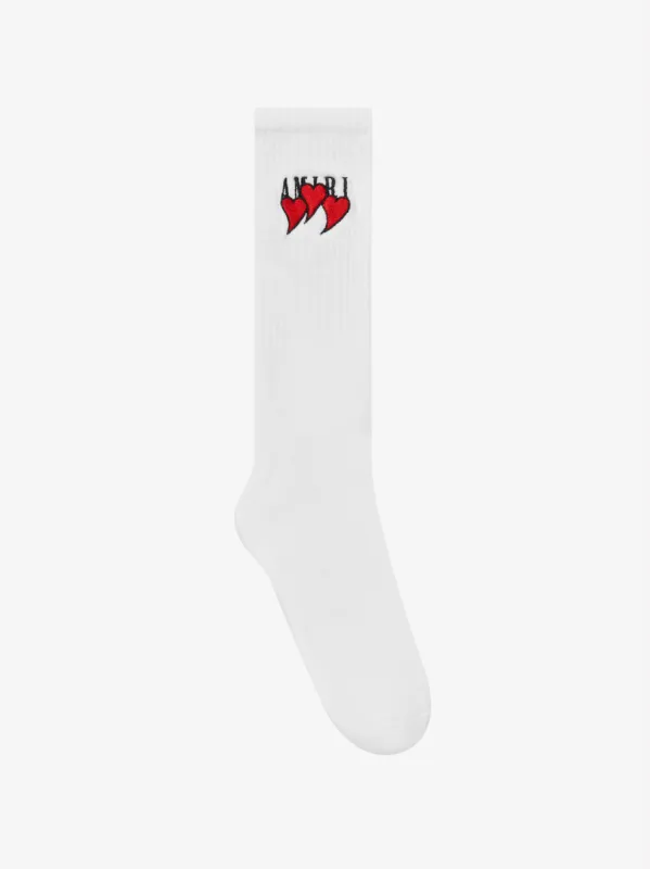 3 HEARTS SOCKS - WHITE made by AMIRI