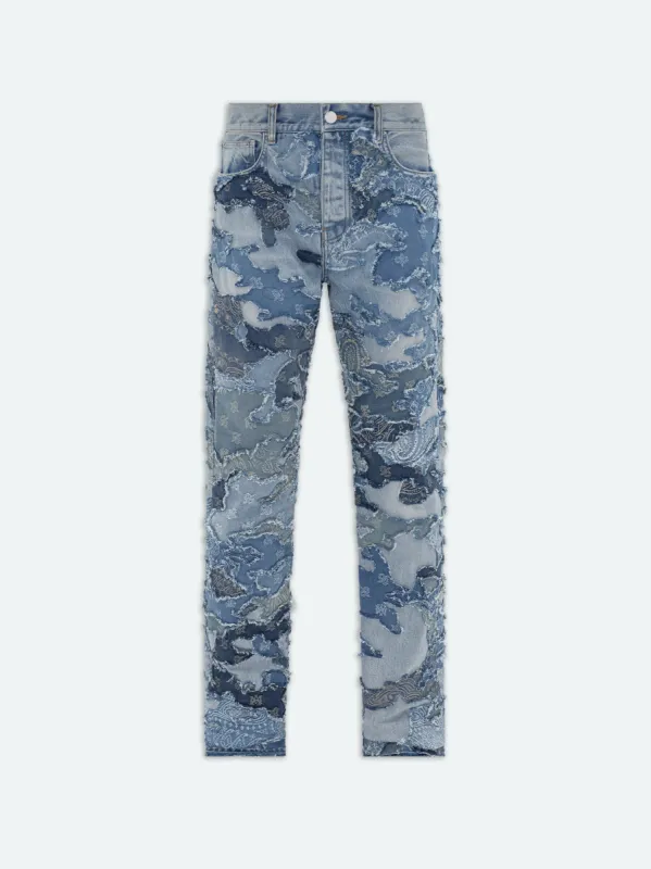 PATCHWORK CAMO STRAIGHT JEAN - Perfect Indigo made by AMIRI