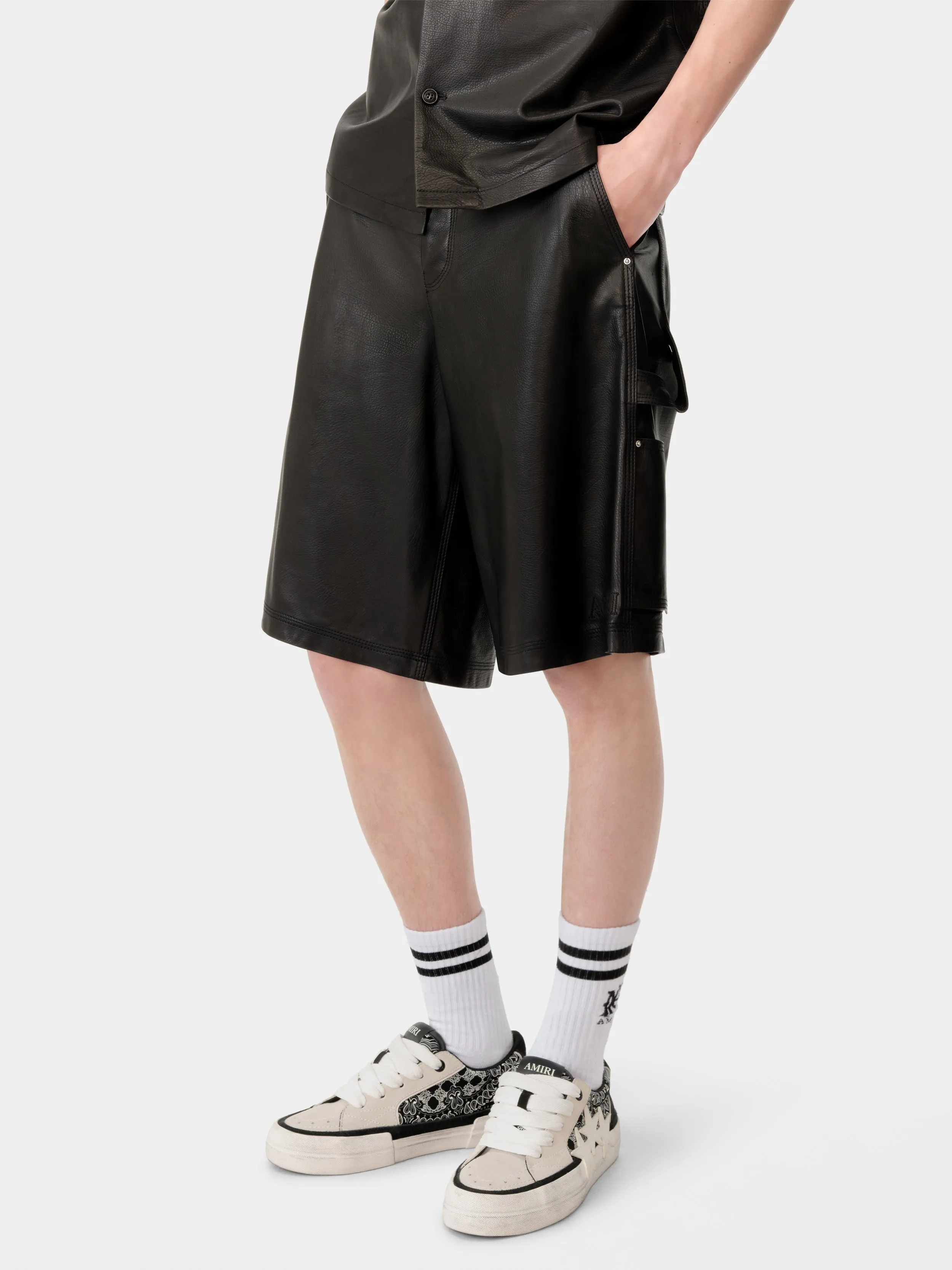 MA LEATHER CARPENTER SHORT - Black sold by AMIRI product image thumbnail 4
