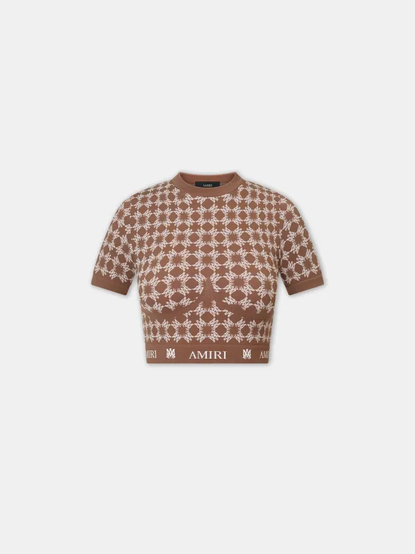 WOMEN - WOMEN'S MA QUAD SEAMLESS SHORT SLEEVE TOP - Chocolate sold by AMIRI