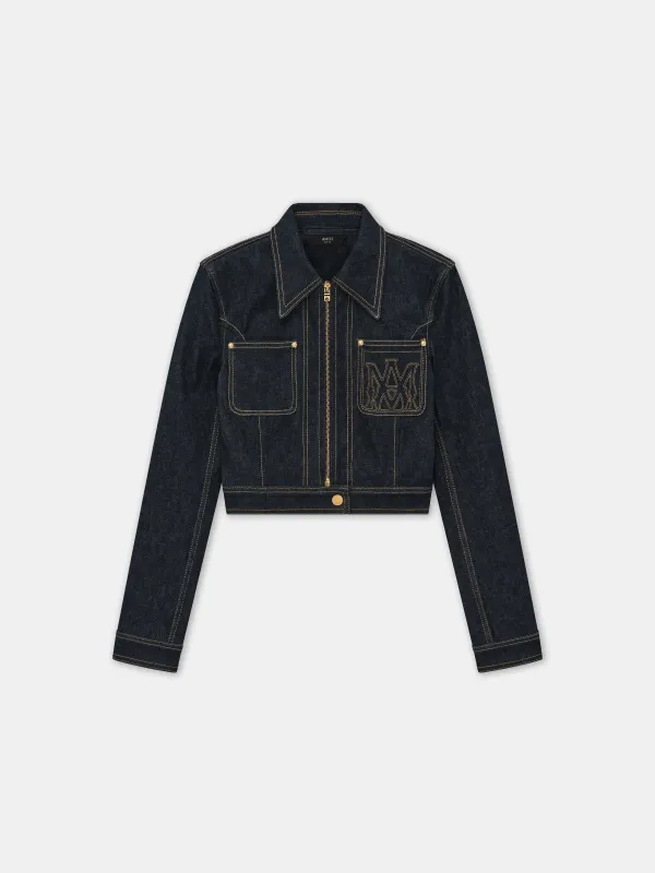 WOMEN - WOMEN'S ZIP UP CROPPED DENIM JACKET - Raw Indigo made by AMIRI