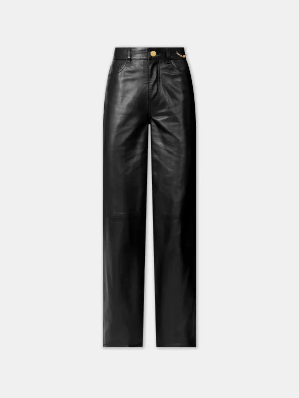 WOMEN - WOMEN'S LEATHER STRAIGHT PANT - Black sold by AMIRI